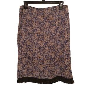 Telluride midi skirt with hem fringe, sz 8
